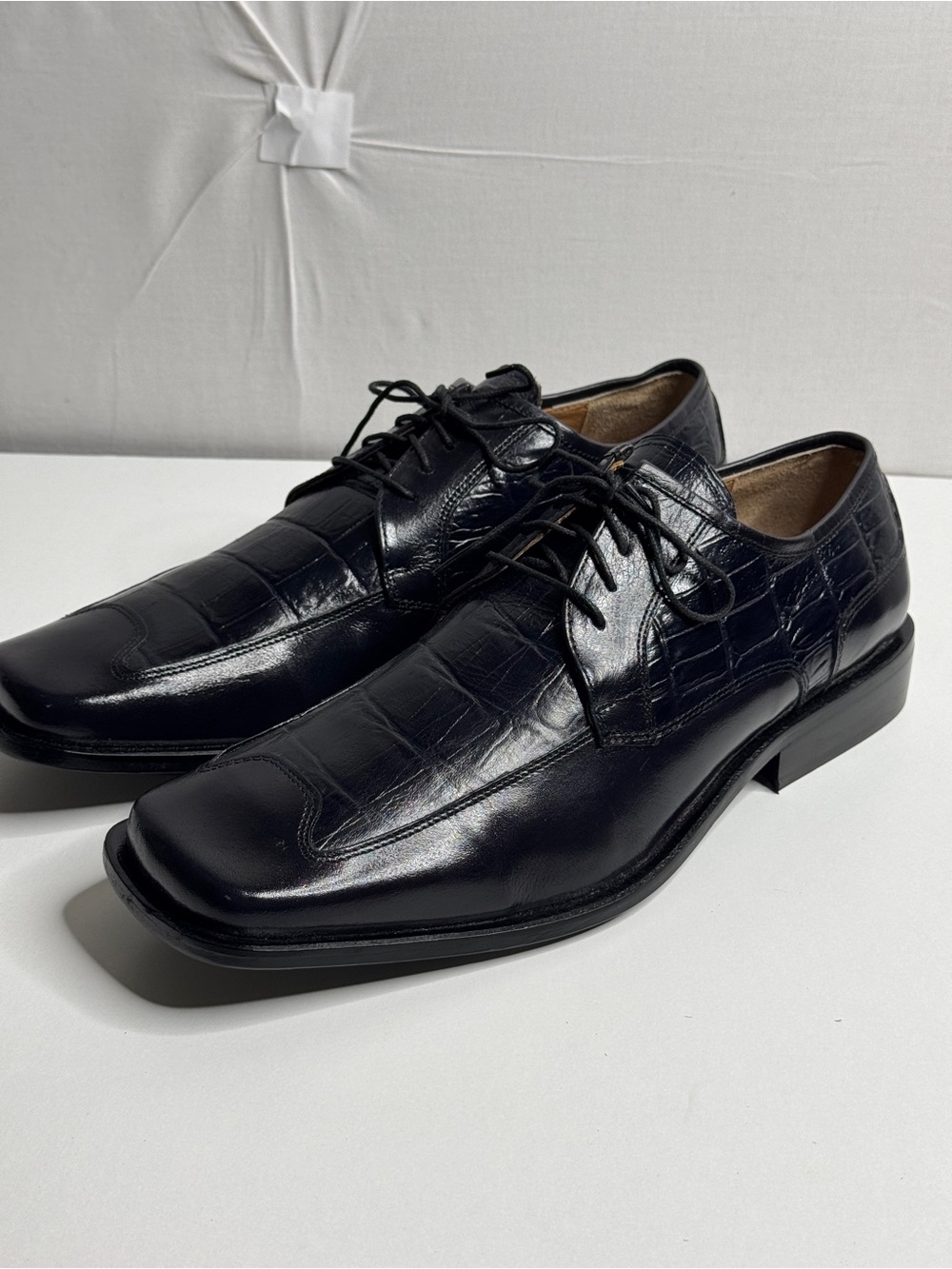 Michele Olivieri Men’s Size 10 Black Croc Embossed Leather